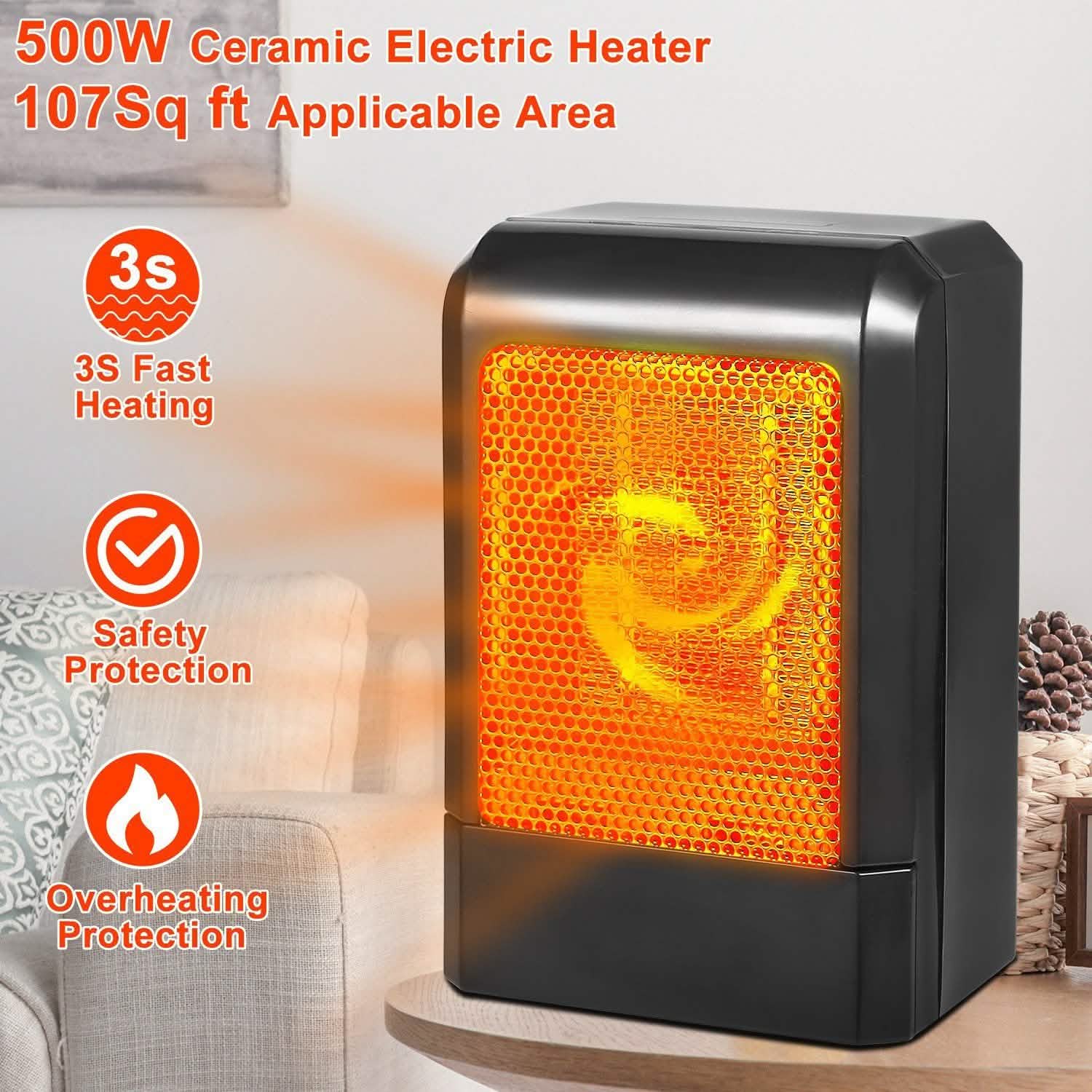 500W Ceramic Portable Electric Heater DailySale