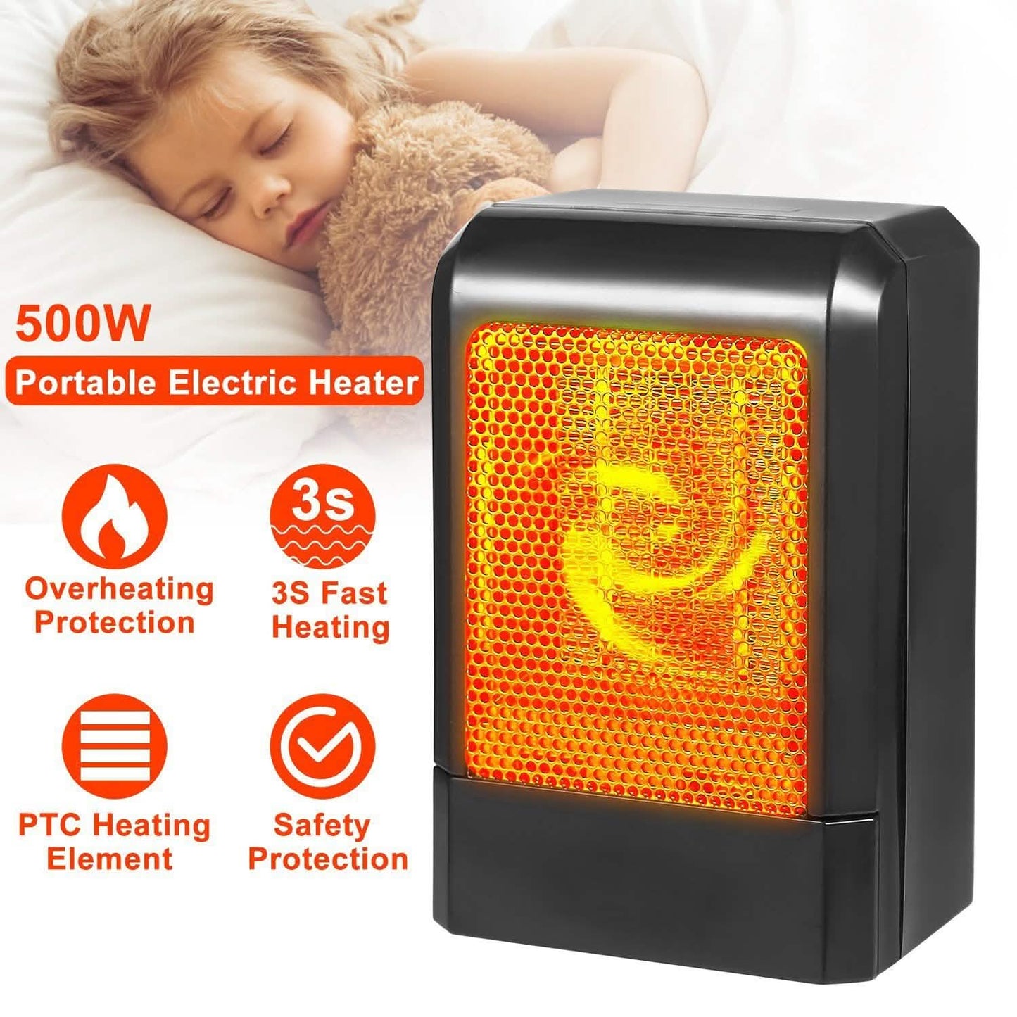 500W Ceramic Portable Electric Heater DailySale