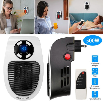 500W Portable Heater Fan Wall Outlet with Remote Control DailySale