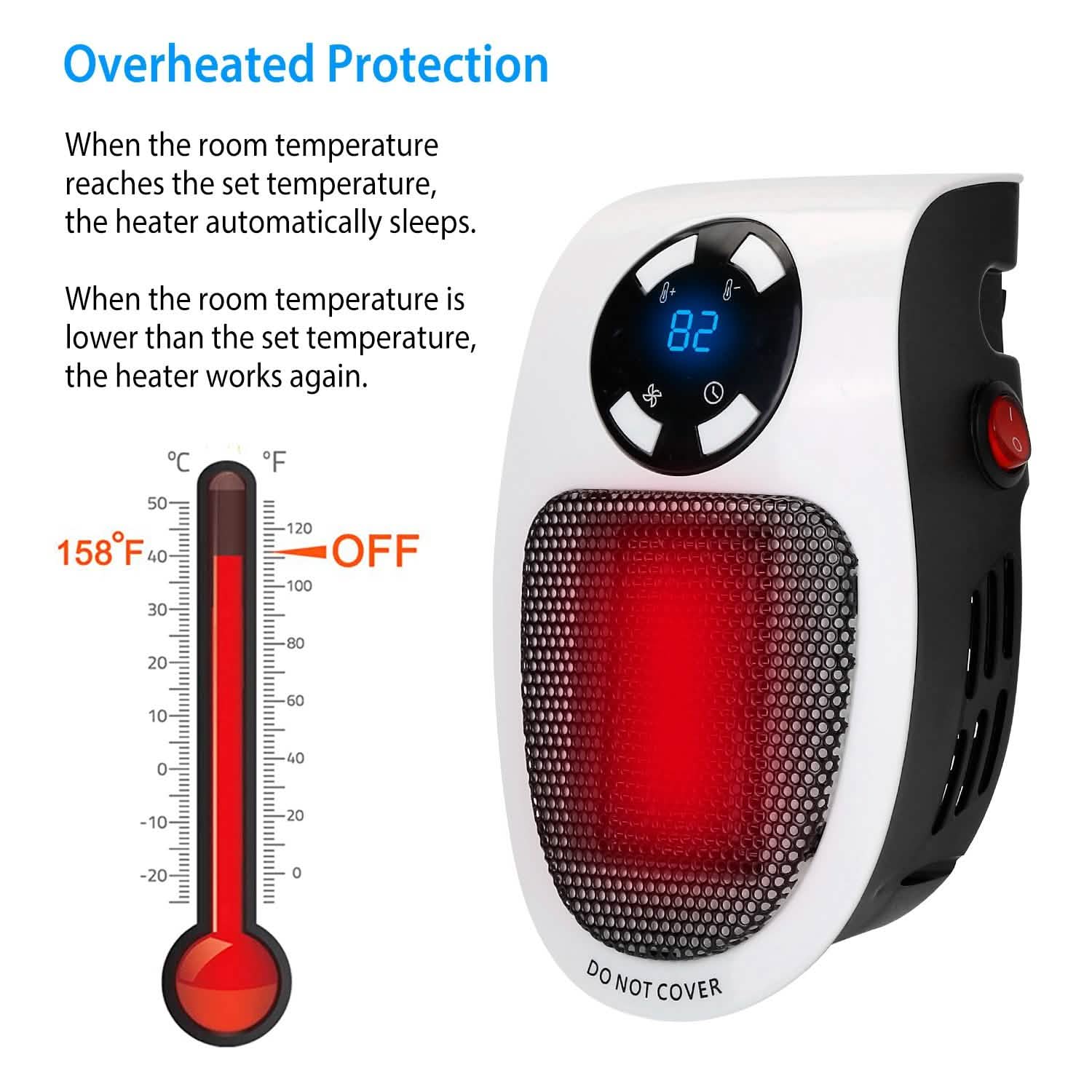 500W Portable Heater Fan Wall Outlet with Remote Control DailySale
