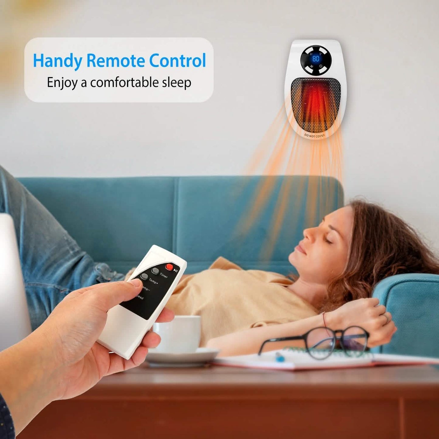 500W Portable Heater Fan Wall Outlet with Remote Control DailySale