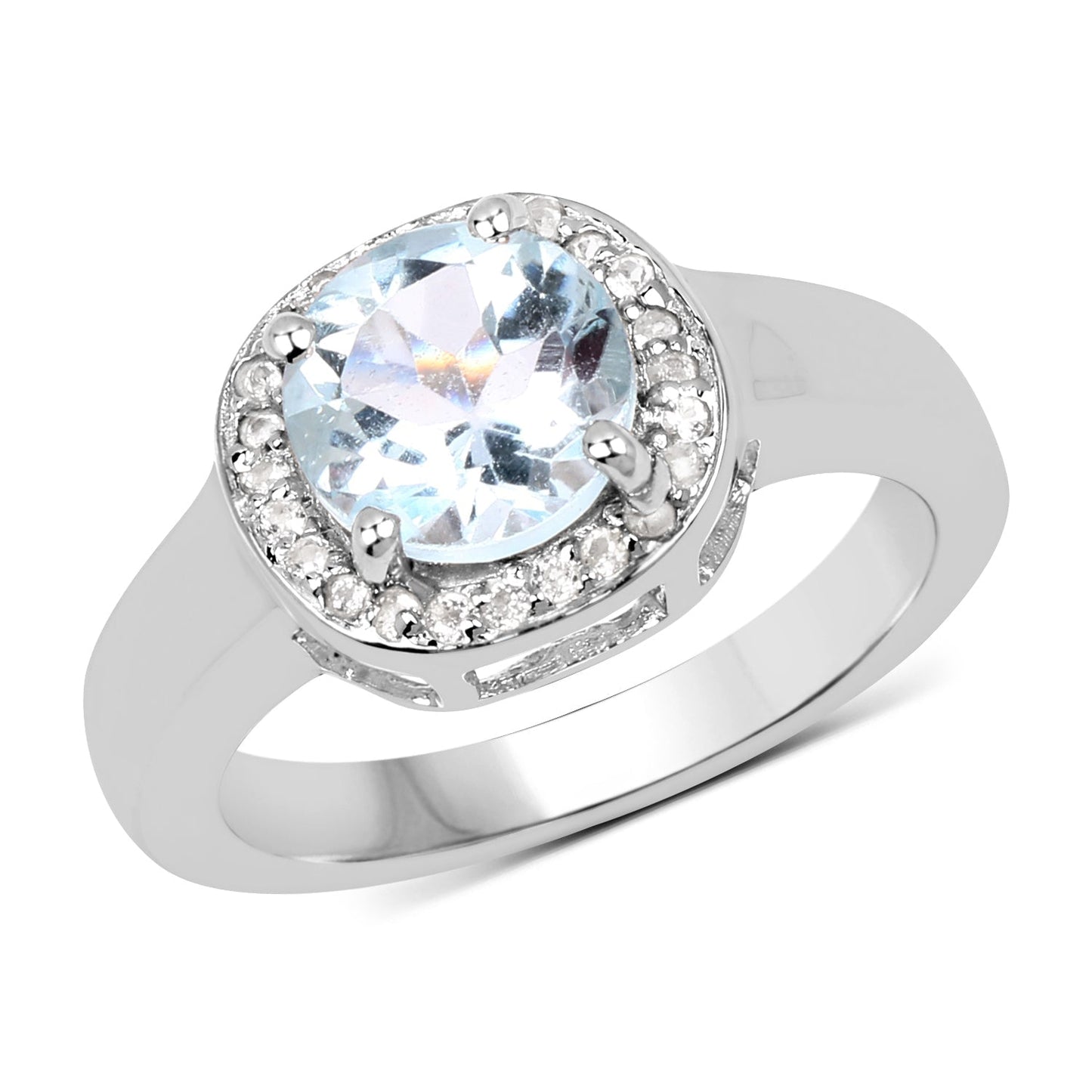 2.37 Carat Genuine Blue Topaz and White Topaz .925 Sterling Silver Ring Bids.com