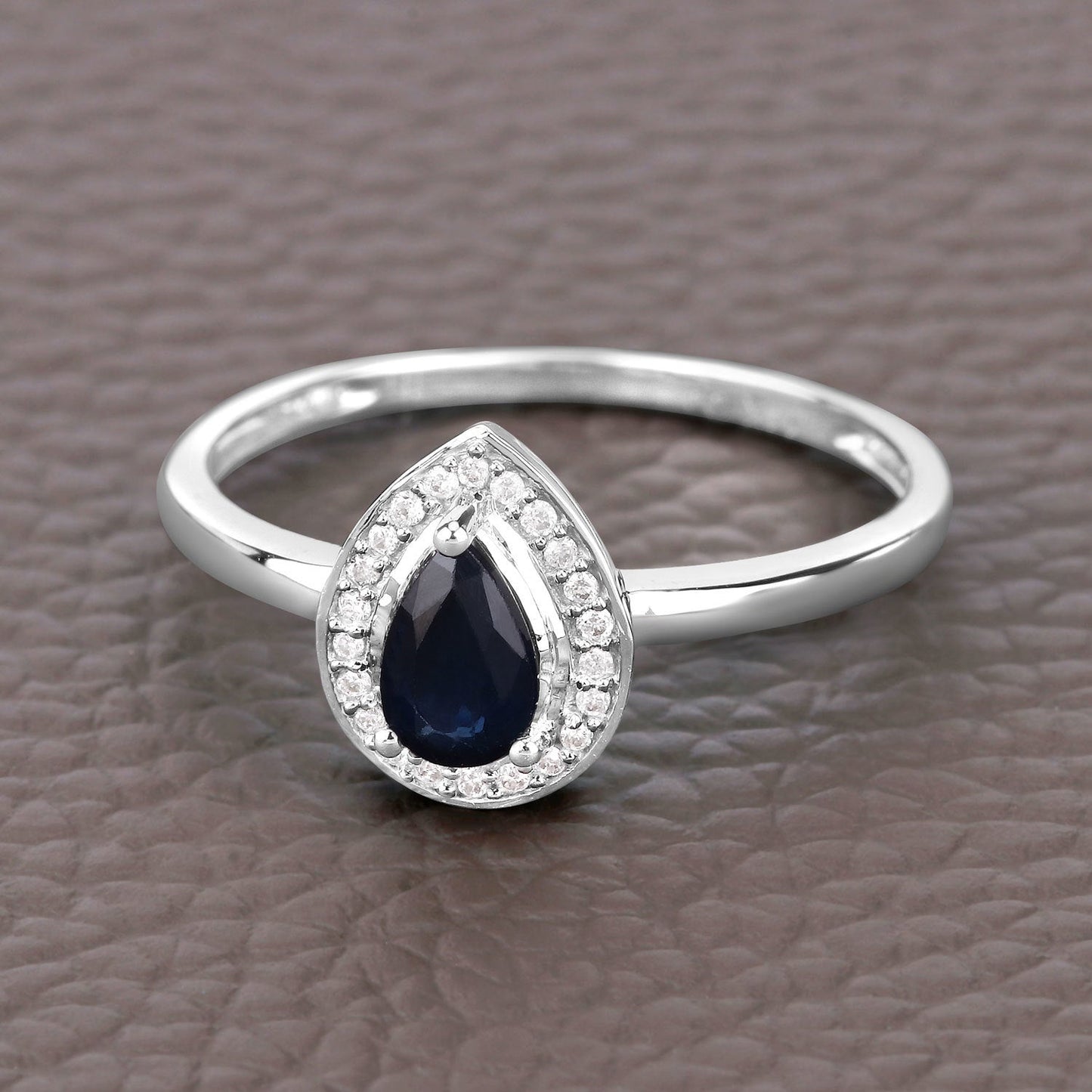 0.48 Carat Genuine Blue Sapphire and White Diamond 14K White Gold Ring Bids.com