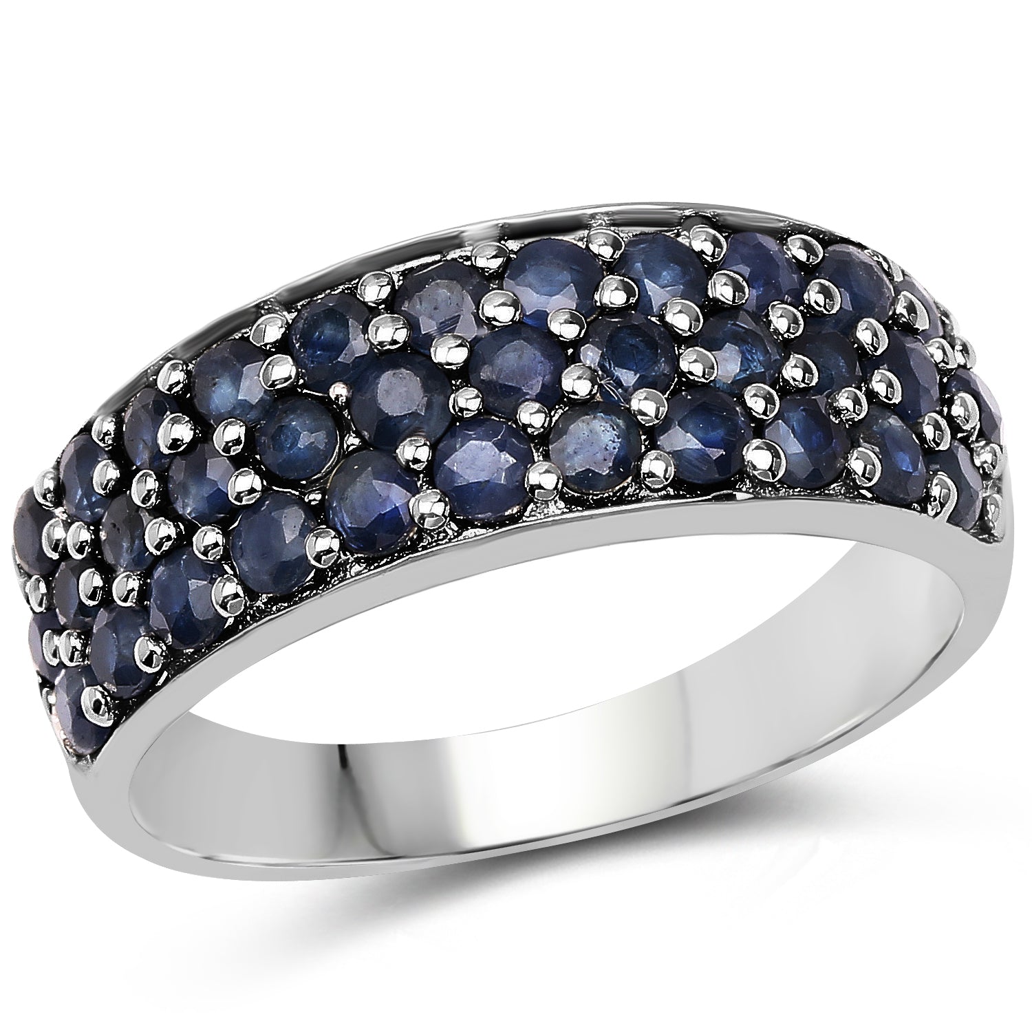 1.70 Carat Genuine Blue Sapphire .925 Sterling Silver Ring Bids.com