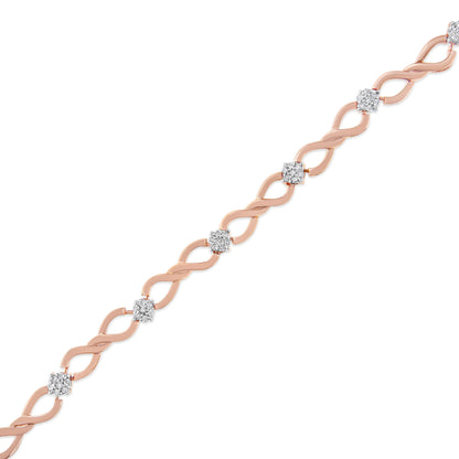 10K Rose Gold Plated .925 Sterling Silver 1/2 Cttw Diamond Infinity Link Tennis Bracelet (H-I Color, I2-I3 Clarity) -7â€ Bids.com