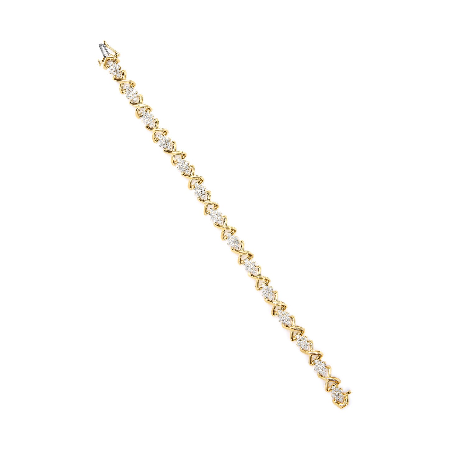 10k Yellow Gold Plated .925 Sterling Silver 2.00 Cttw Round-Cut Diamond Link 7" Bracelet (H-I Color, I2-I3 Clarity) Bids.com