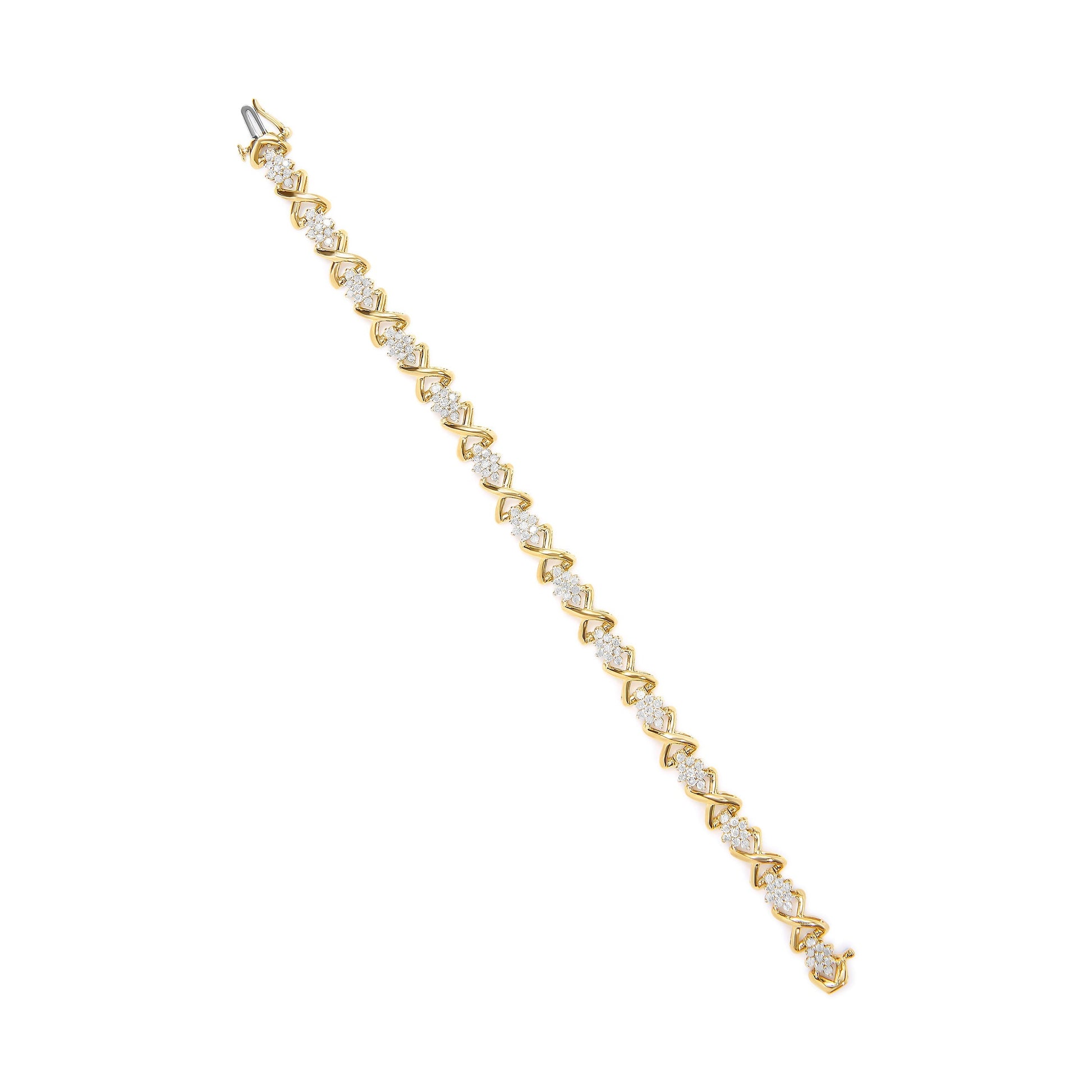 10k Yellow Gold Plated .925 Sterling Silver 2.00 Cttw Round-Cut Diamond Link 7" Bracelet (H-I Color, I2-I3 Clarity) Bids.com