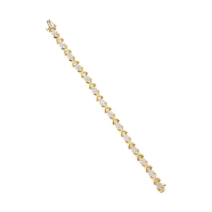 10k Yellow Gold Plated .925 Sterling Silver 2.00 Cttw Round-Cut Diamond Link 7" Bracelet (H-I Color, I2-I3 Clarity) Bids.com