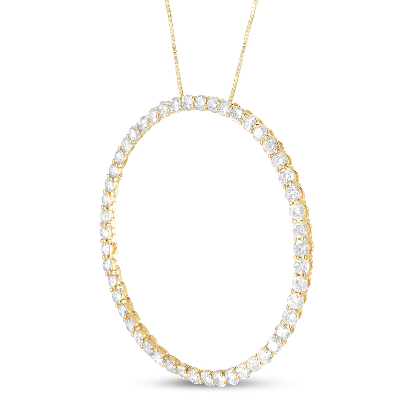 10K Yellow Gold Plated .925 Sterling Silver 4 Cttw Diamond Circle Hoop 18" Pendant Necklace (J-K Color, I1-I2 Clarity) Bids.com