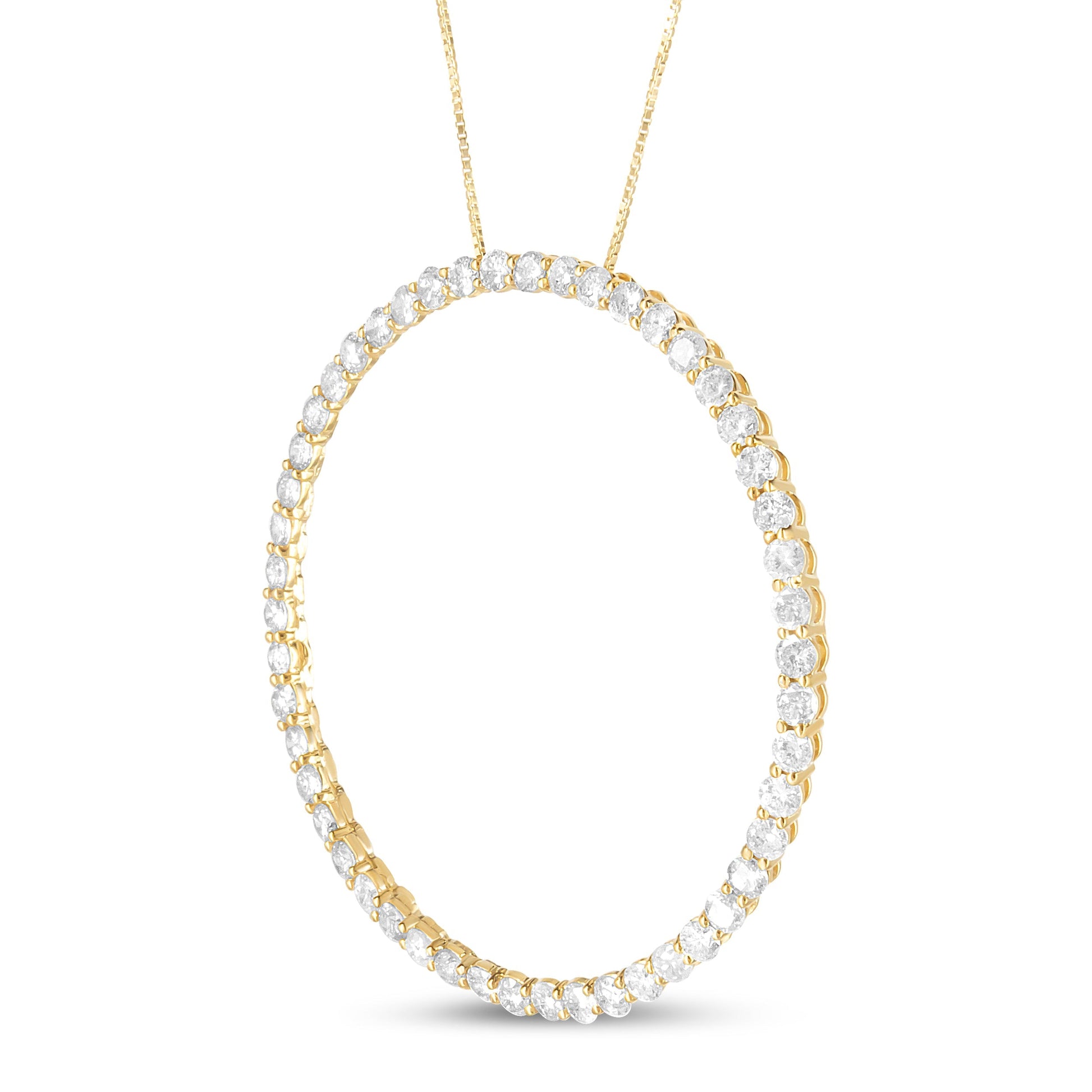 10K Yellow Gold Plated .925 Sterling Silver 4 Cttw Diamond Circle Hoop 18" Pendant Necklace (J-K Color, I1-I2 Clarity) Bids.com