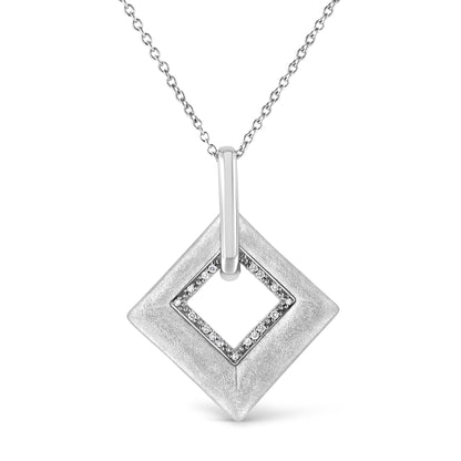 .925 Sterling Silver Pave-Set Diamond Accent Kite Shape 18" Pendant Necklace (I-J Color, I1-I2 Clarity) Bids.com