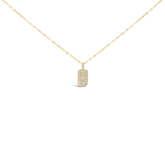 18K Yellow Gold Plated.925 Sterling Silver 1/3 Cttw Diamond Studded Dog Tag 18" Pendant Necklace (I-J Color, I2-I3 Clarity) Bids.com