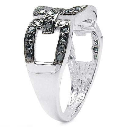 0.36 Carat Genuine Blue Diamond .925 Sterling Silver Ring Bids.com