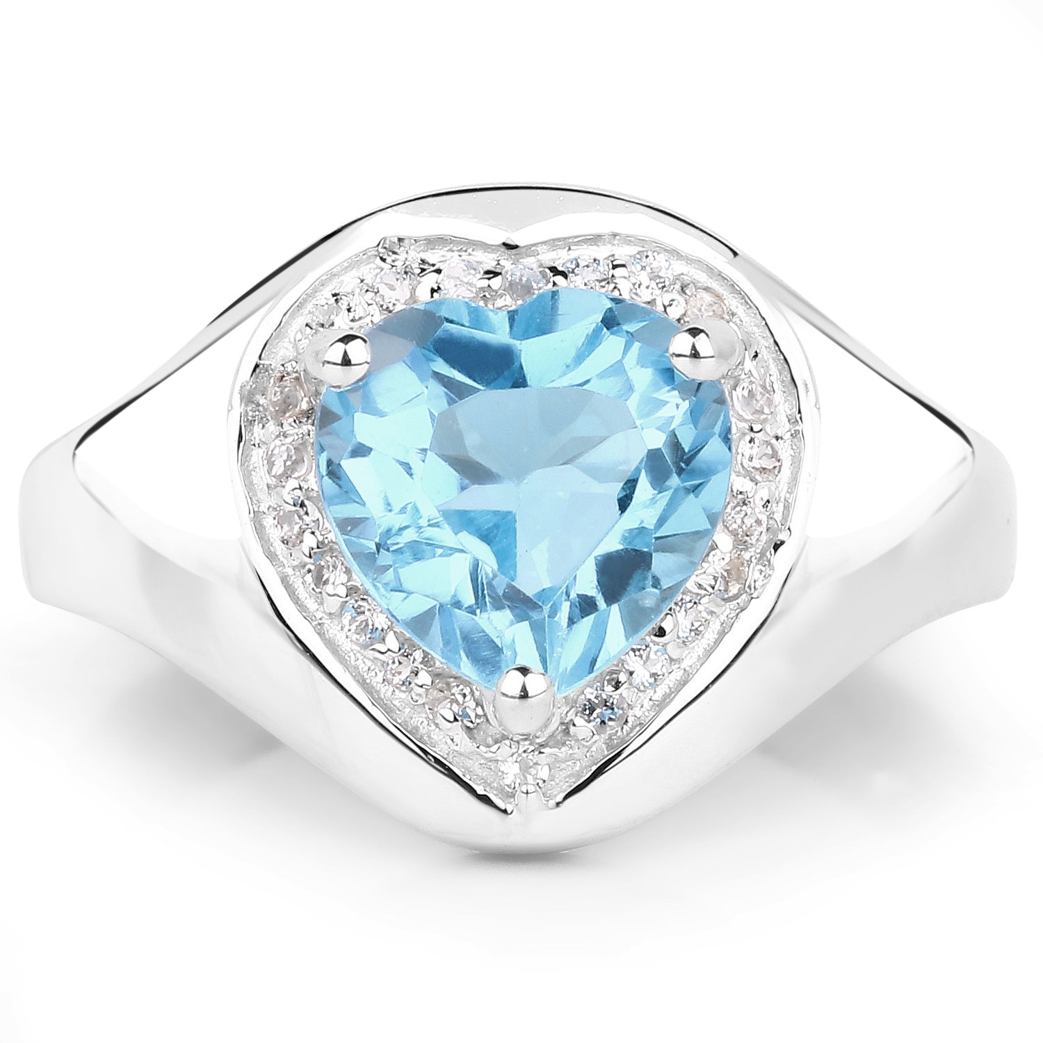 2.23 Carat Genuine Swiss Blue Topaz and White Topaz .925 Sterling Silver Ring Bids.com