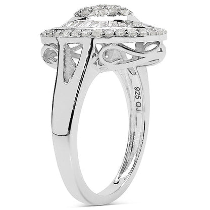 1.08 Carat Genuine White Diamond .925 Sterling Silver Ring Bids.com