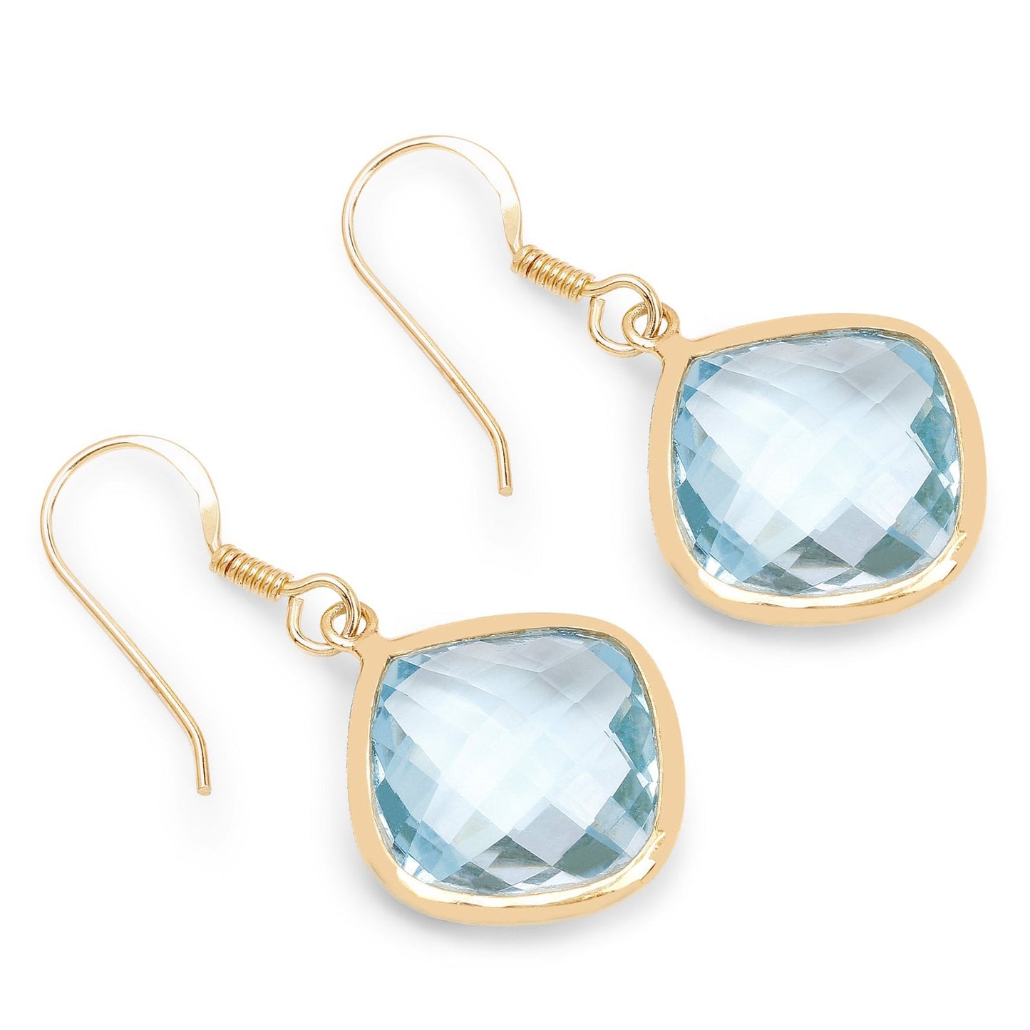 14K Yellow Gold Plated 29.00 Carat Genuine Blue Topaz .925 Sterling Silver Earrings Bids.com