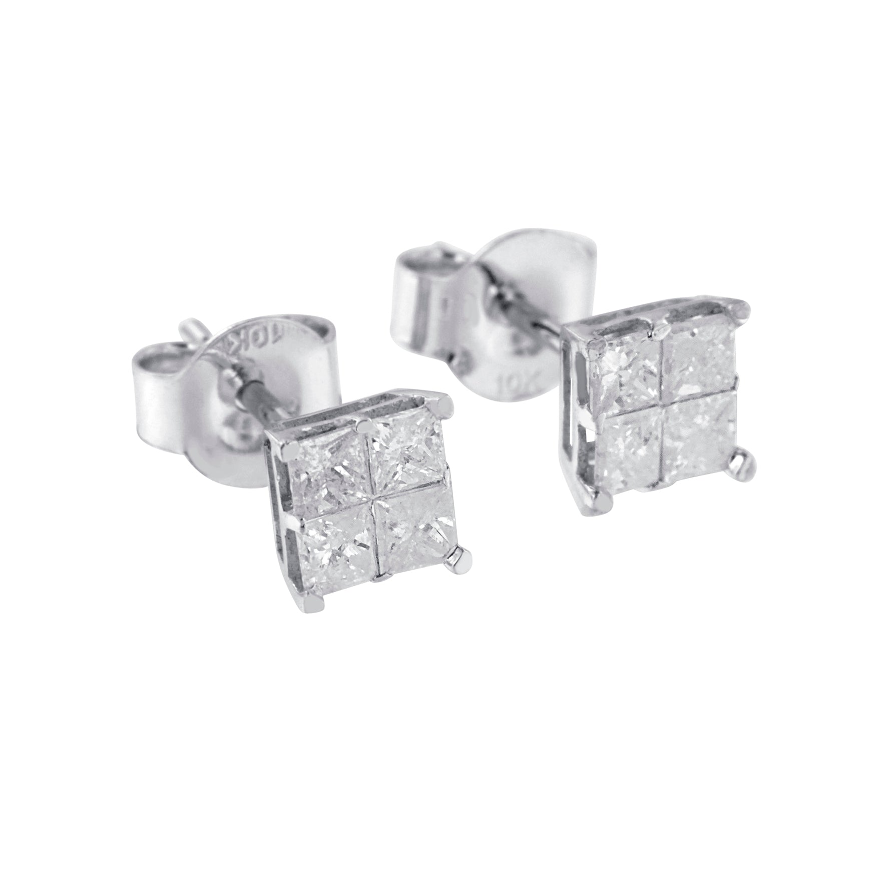 10k White Gold Diamond Stud Earrings (0.60 cttw, I-J Color, I2-I3 Clarity) Bids.com