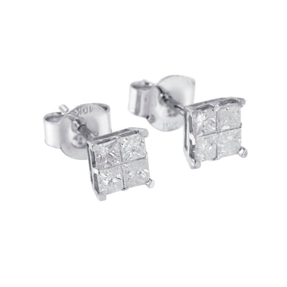 10k White Gold Diamond Stud Earrings (0.60 cttw, I-J Color, I2-I3 Clarity) Bids.com