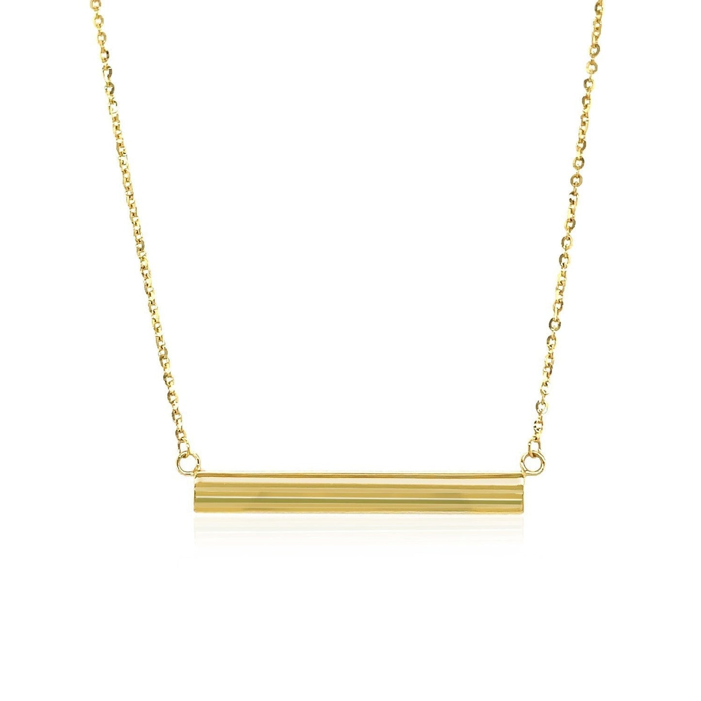 14k Yellow Gold Chain Necklace with a Shiny Flat Bar Bids.com