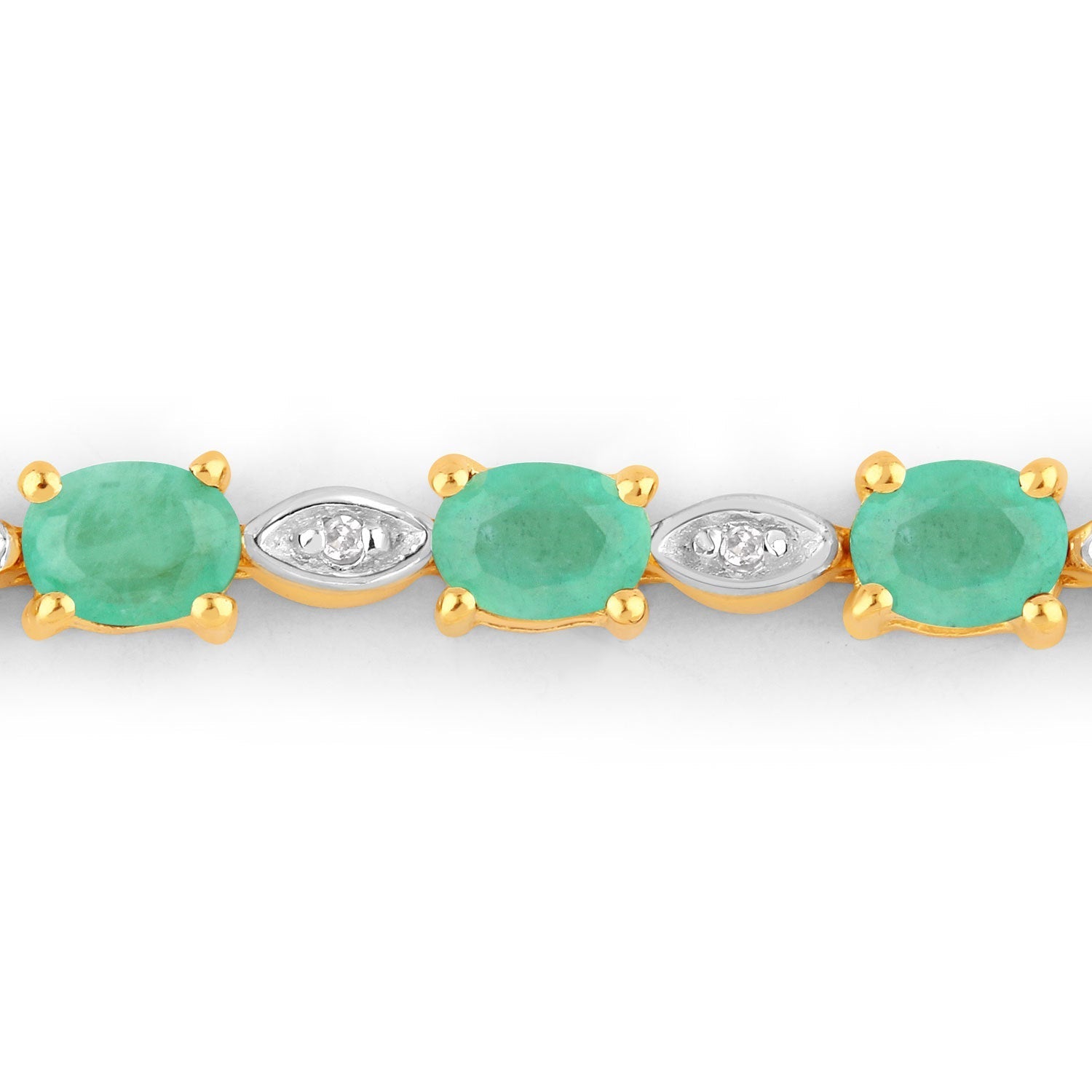 1.29 Carat Genuine Emerald and White Diamond .925 Sterling Silver Bracelet Bids.com