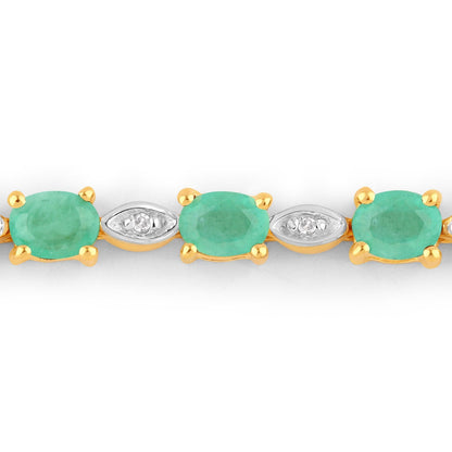 1.29 Carat Genuine Emerald and White Diamond .925 Sterling Silver Bracelet Bids.com