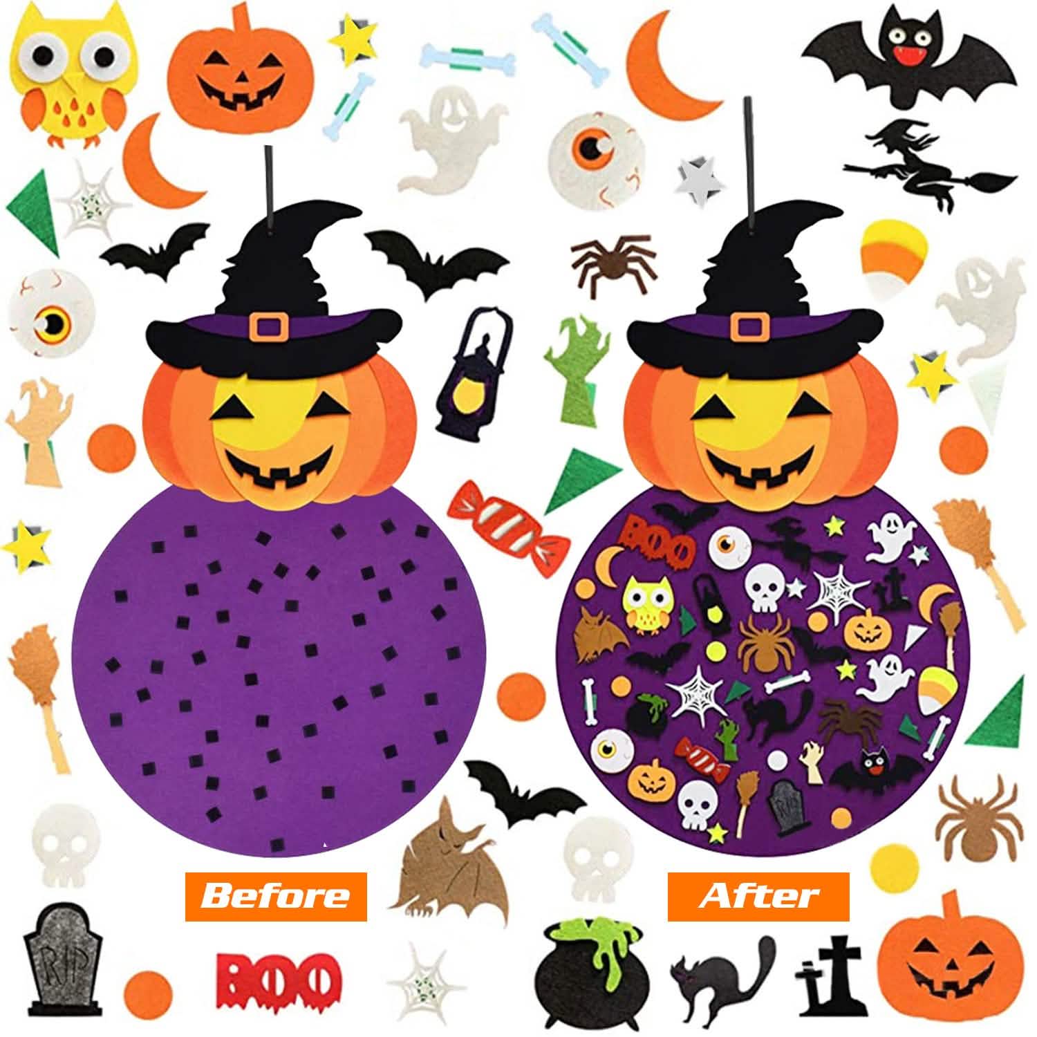 51-Pieces: Felt Pumpkin Witch Hanging Décor DailySale
