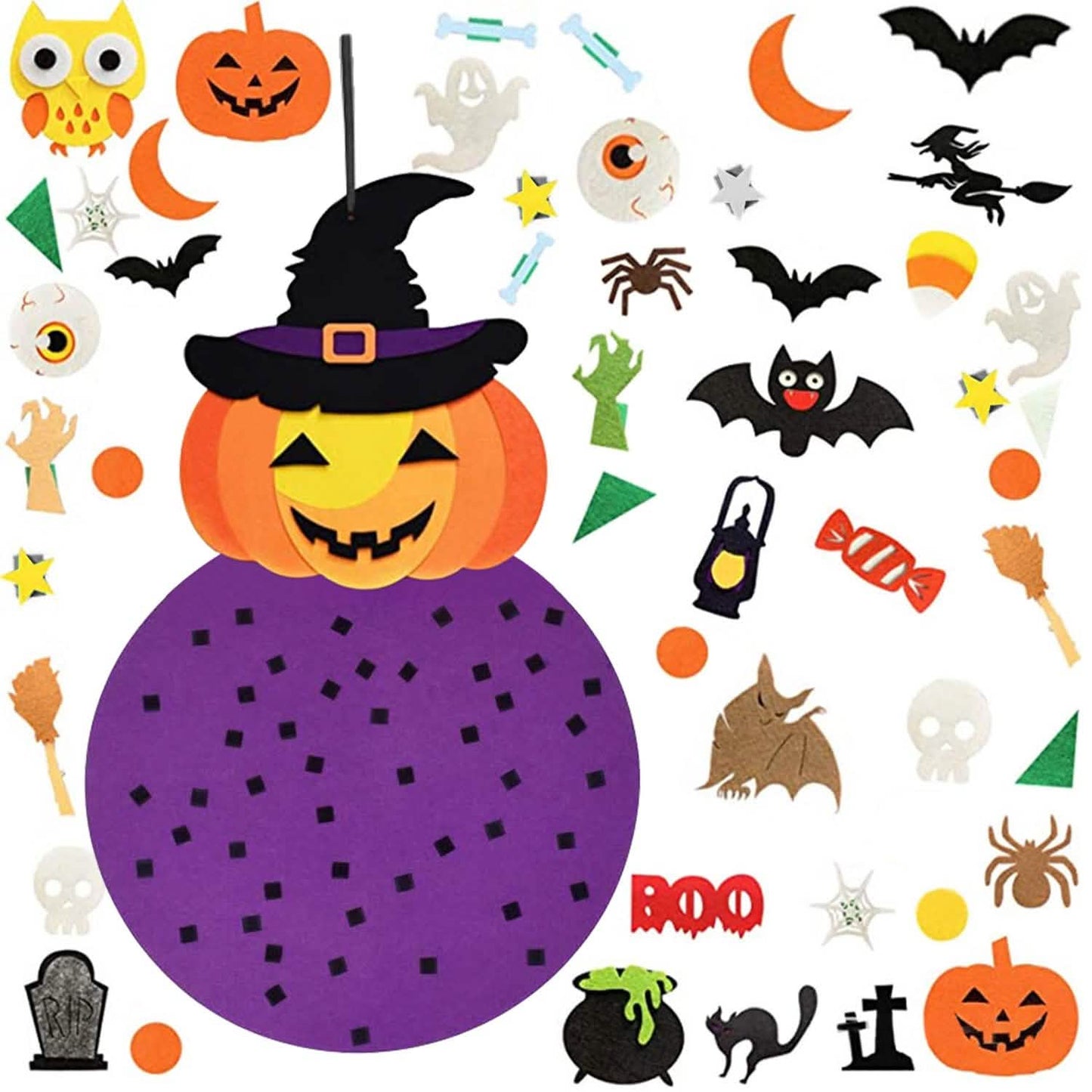 51-Pieces: Felt Pumpkin Witch Hanging Décor DailySale