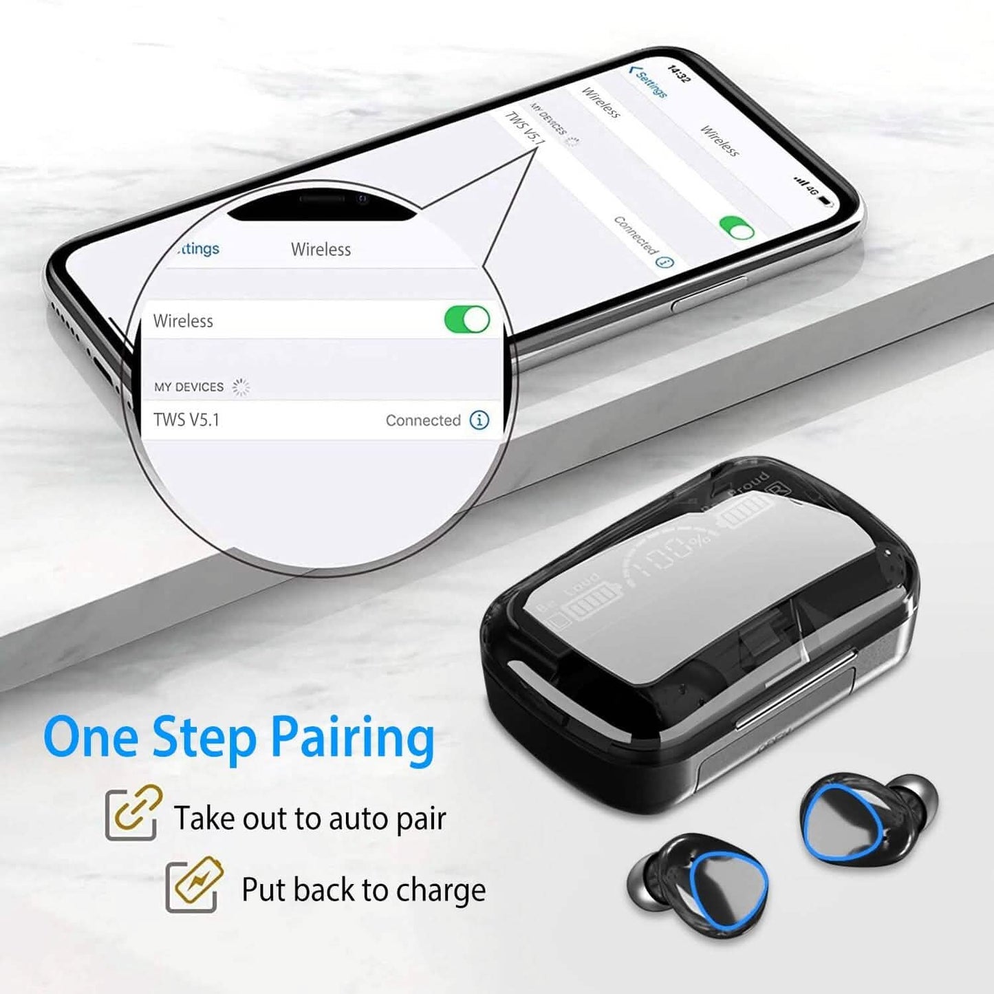 5.1 TWS Wireless Earbuds Touch Control Headphone DailySale