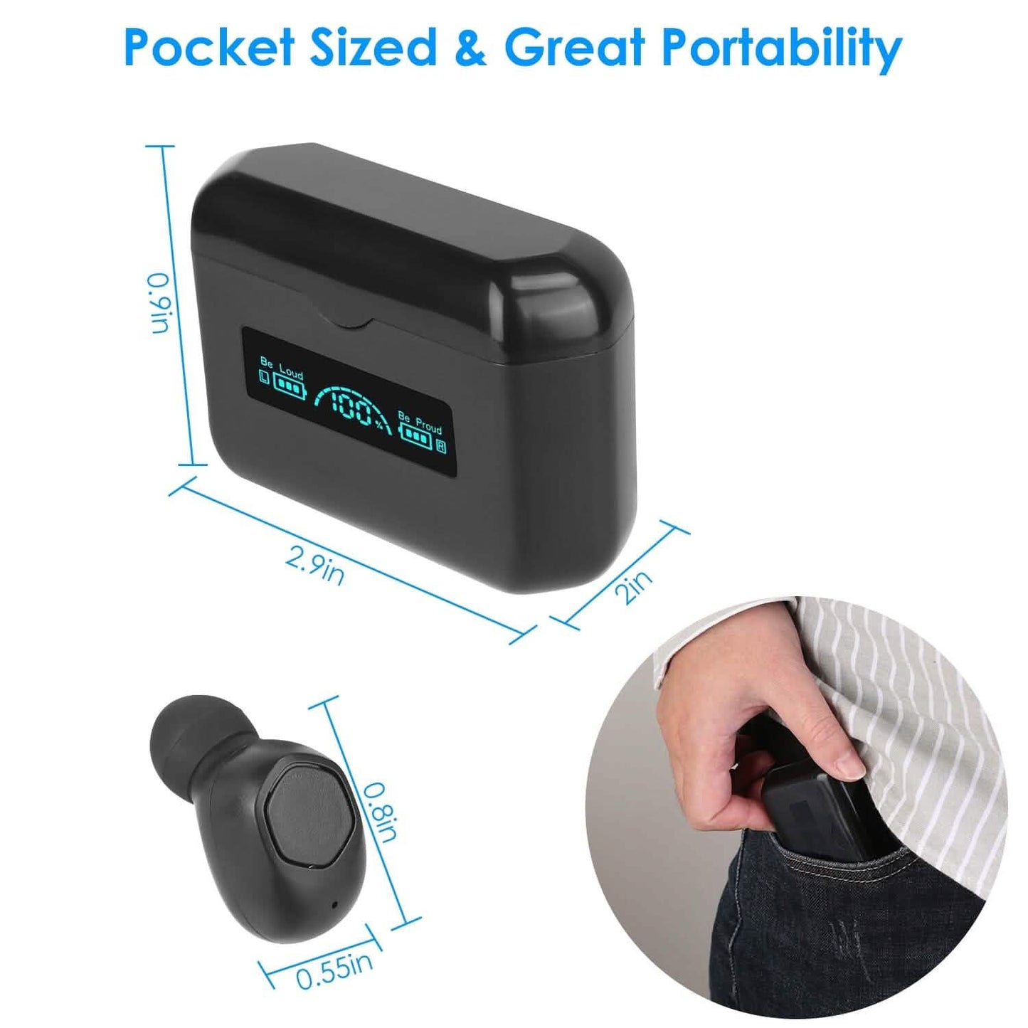 5.1 TWS Wireless Earphone with Charging Case IPX4 Waterproof Power Bank DailySale