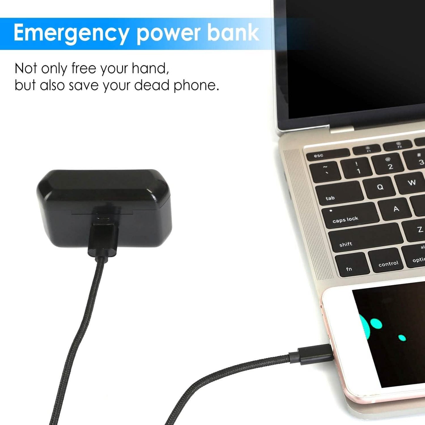 5.1 TWS Wireless Earphone with Charging Case IPX4 Waterproof Power Bank DailySale