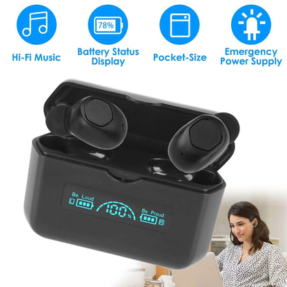5.1 TWS Wireless Earphone with Charging Case IPX4 Waterproof Power Bank DailySale