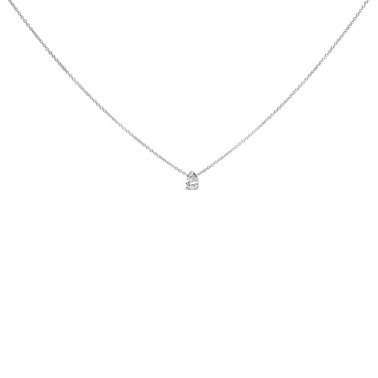 14K White Gold 1/2 Cttw Pear Shape Lab-Grown Diamond 3-Prong Solitaire Pendant Necklace 18 Inch (F-G Color, VS2-SI1 Clarity) Bids.com