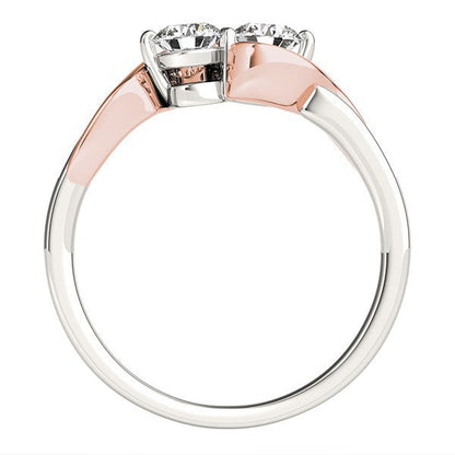 14k White And Rose Gold Round Two Diamond Curved Band Ring (5/8 cttw) Bids.com