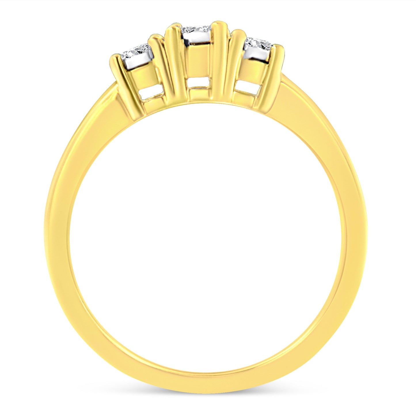10K Yellow Gold 3.0 Cttw Diamond Eight-Row Bypass Crossover Statement Band Ring (H-I Color, I2-I3 Clarity) - Size 7 Bids.com