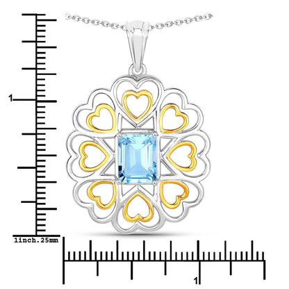 2.60 Carat Genuine Blue Topaz .925 Sterling Silver Pendant Bids.com
