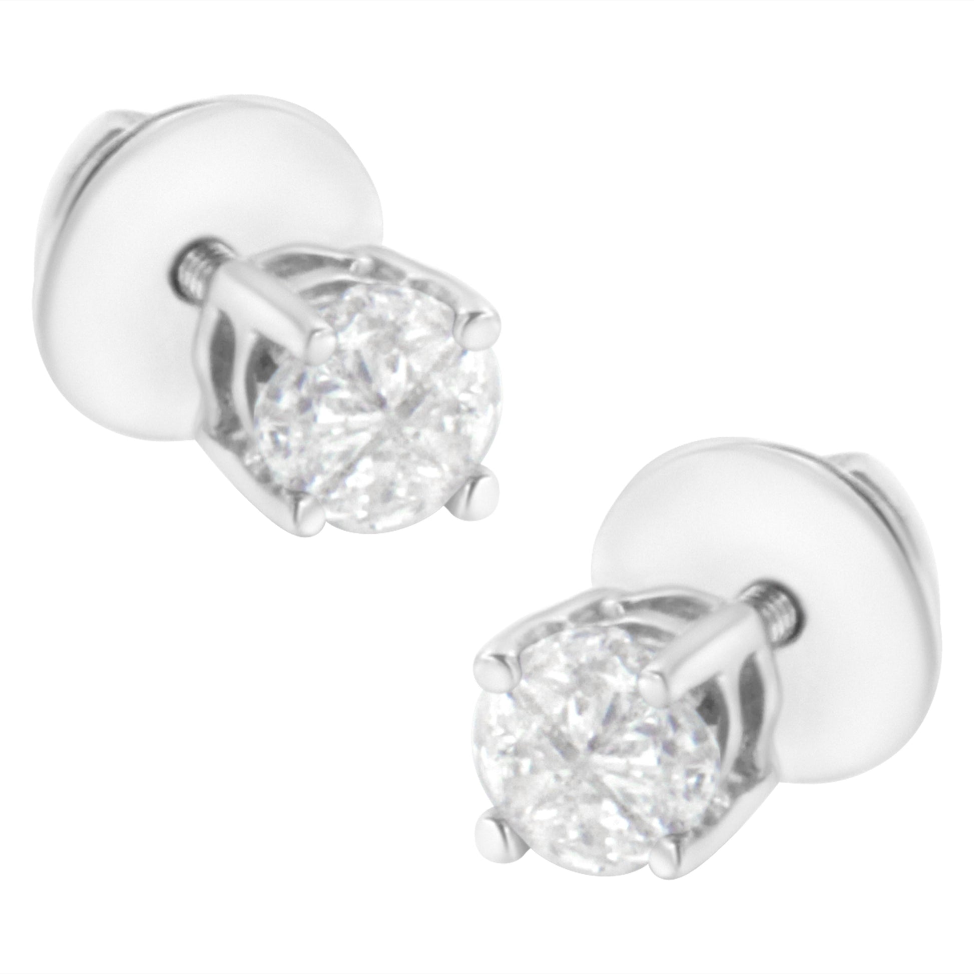 14K White Gold 1/2 Cttw Pie-Cut Diamond Solitaire Stud Earrings (H-I Color, SI1-SI2 Clarity) Bids.com