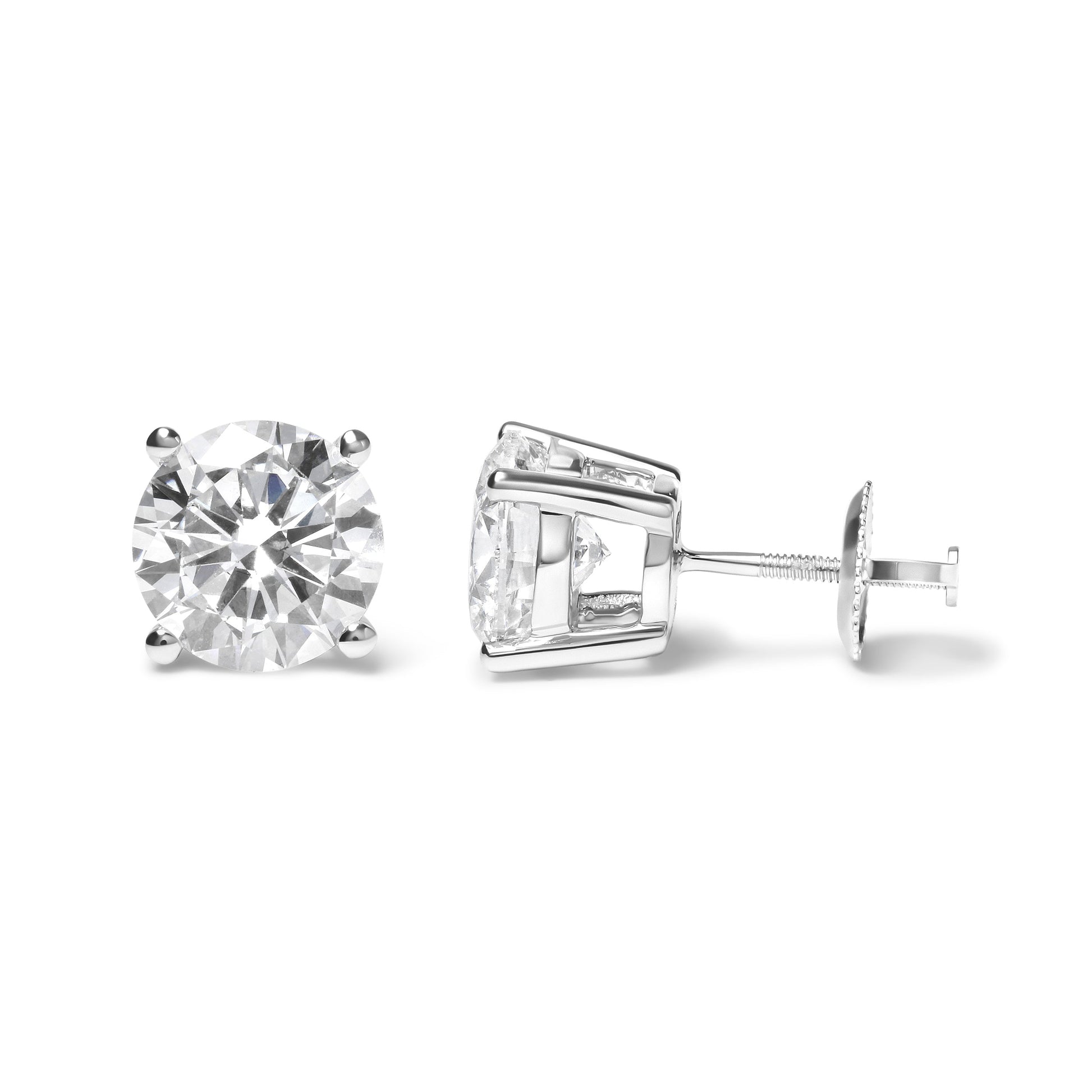 IGI Certified 14K White Gold 5.00 Cttw Round Brilliant-Cut Lab Grown Diamond Classic 4-Prong Stud Earrings with Screw Backs (F-G Color, SI1 Clarity) Bids.com