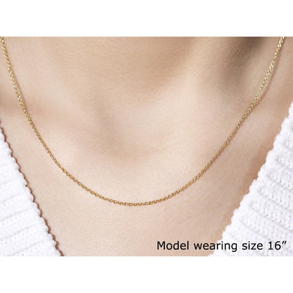 14k Yellow Gold Round Cable Link Chain 1.3mm Bids.com