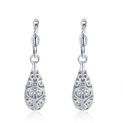 18K Gold Laser Cut Filigree Drop Earrings - Assorted Colors DailySale
