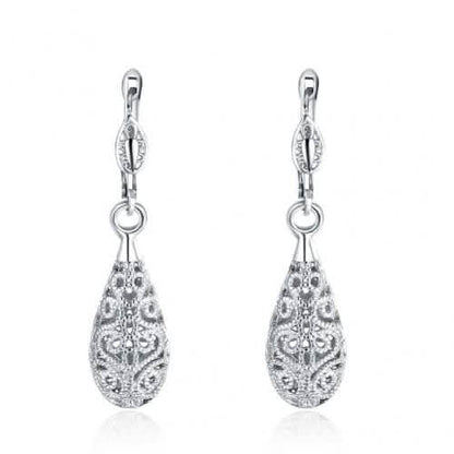 18K Gold Laser Cut Filigree Drop Earrings - Assorted Colors DailySale