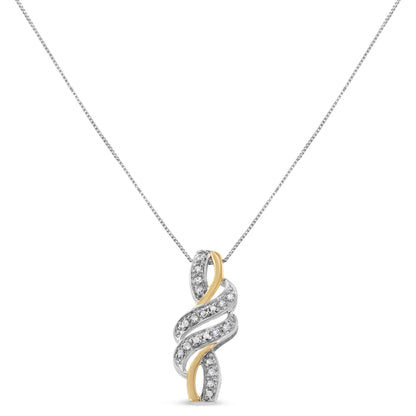 10K Yellow Gold Plated .925 Sterling Silver 1/20 cttw Round Cut Diamond Swirl Pendant Necklace (H-I Color, I2-I3 Clarity) Bids.com