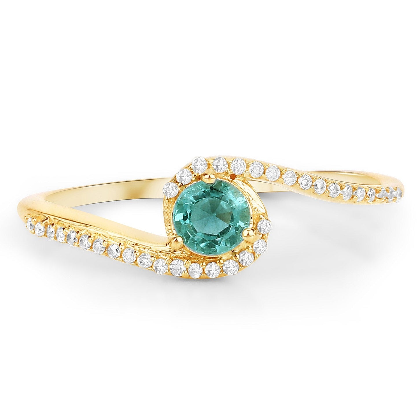 0.33 Carat Genuine Zambian Emerald and White Diamond 14K Yellow Gold Ring Bids.com