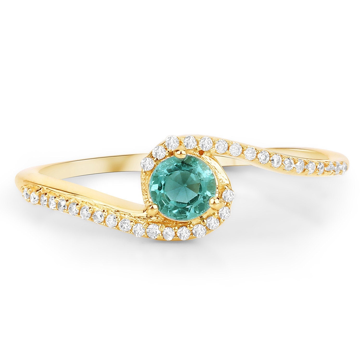 0.33 Carat Genuine Zambian Emerald and White Diamond 14K Yellow Gold Ring Bids.com