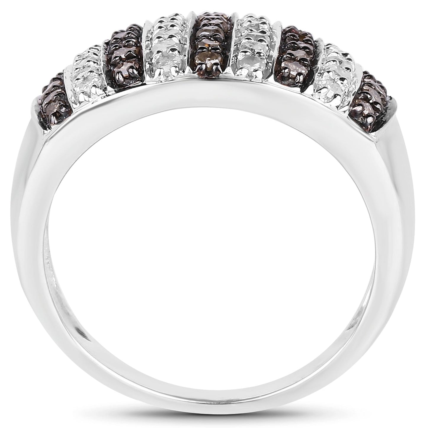 0.83 Carat Genuine Champagne Diamond and White Diamond .925 Sterling Silver Ring Bids.com