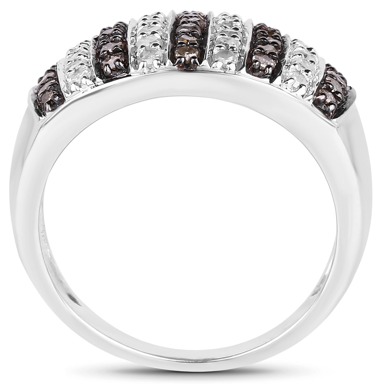 0.83 Carat Genuine Champagne Diamond and White Diamond .925 Sterling Silver Ring Bids.com