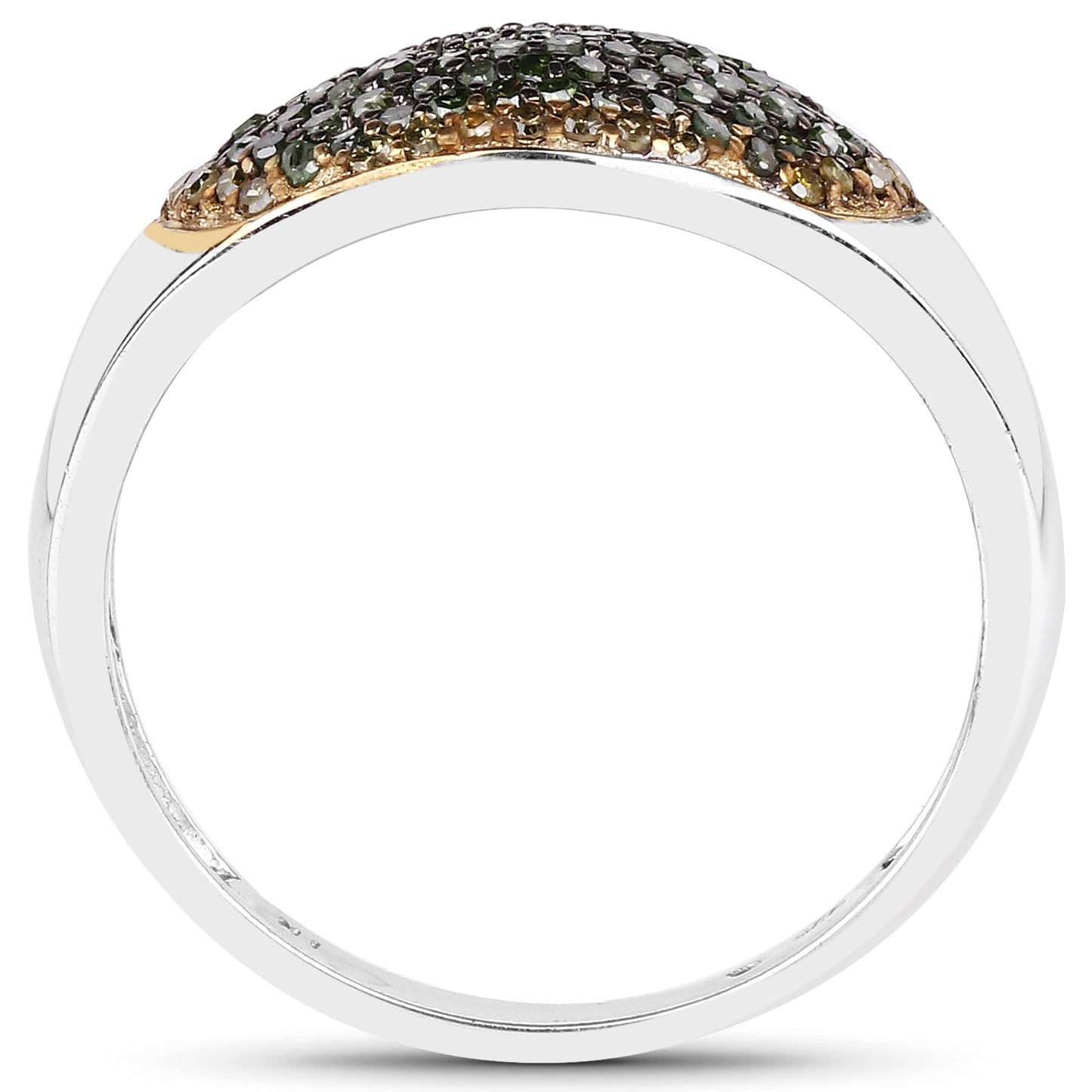 0.45 Carat Genuine Green Diamond and Yellow Diamond .925 Sterling Silver Ring Bids.com