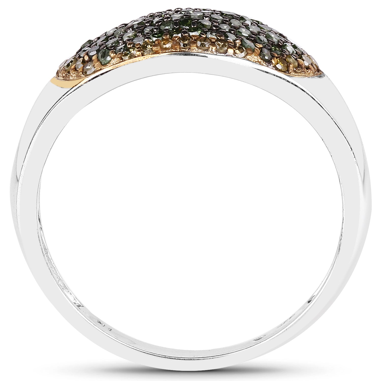 0.45 Carat Genuine Green Diamond and Yellow Diamond .925 Sterling Silver Ring Bids.com