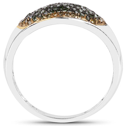 0.45 Carat Genuine Green Diamond and Yellow Diamond .925 Sterling Silver Ring Bids.com