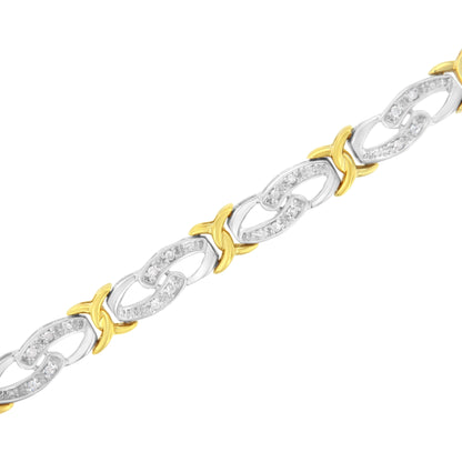 10k Yellow Gold Plated Sterling Silver 1/4 cttw Diamond Infinity and X Link Bracelet (I-J Clarity, I2-I3 Color) - Size 7.25" Bids.com