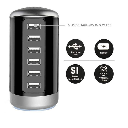 6 USB Port 30W Smart Charging Tower - Assorted Colors DailySale